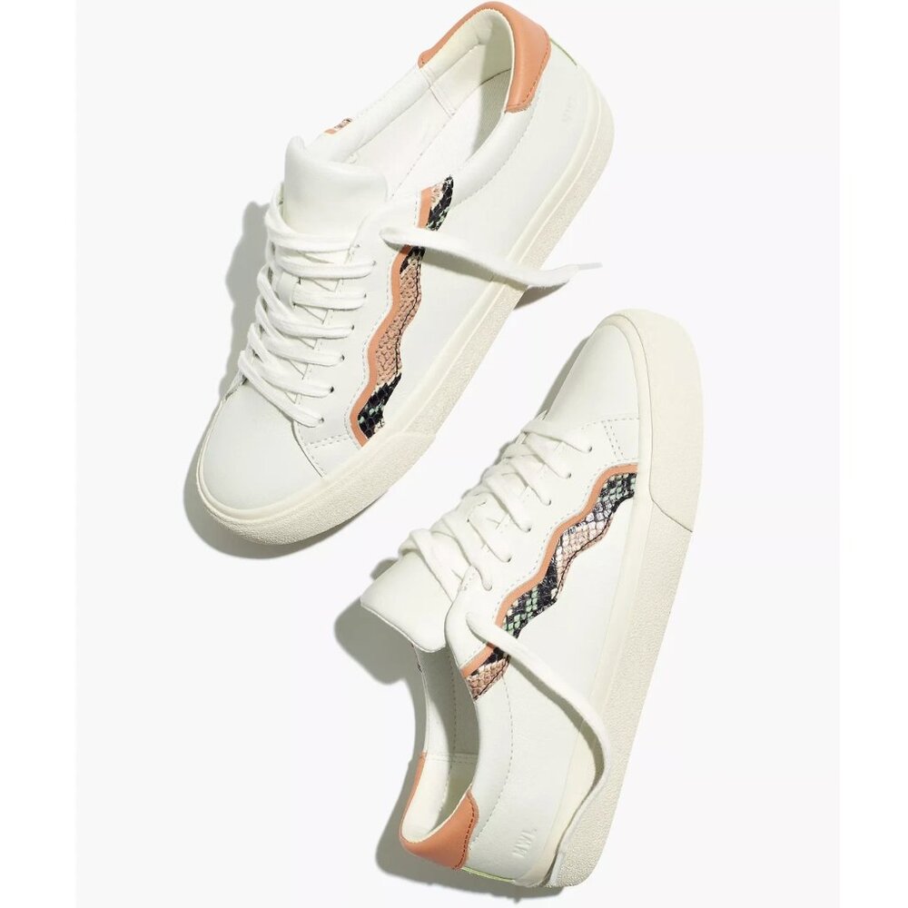 Madewell Sidewalk Low-Top Sneakers in Snake Embossed Leather size 8
